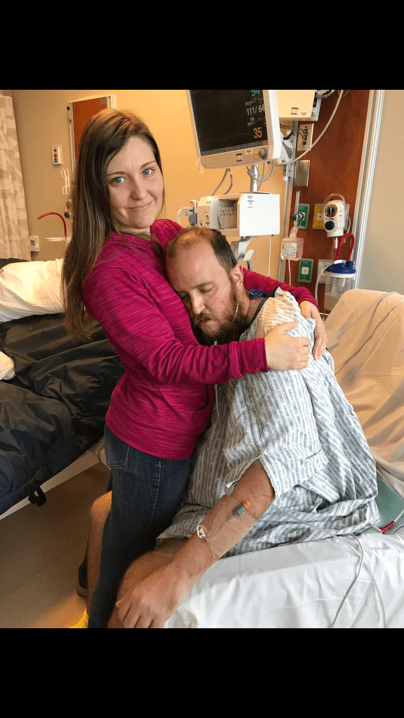 Felicia holding Adam up when he was too weak.